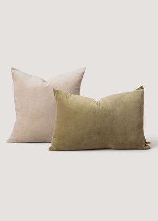 Light Grey Linen and Velvet Square Pillow Cushion