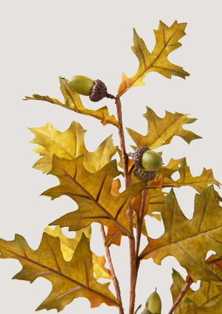 Green Yellow Faux Fall Oak and Acorn Branch - 28"