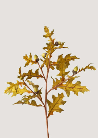 Green Yellow Faux Fall Oak and Acorn Branch - 28"