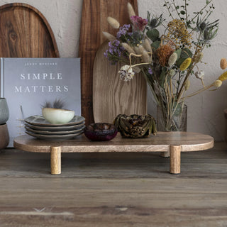 Simple Life Wood Footed Pedestal, Natural