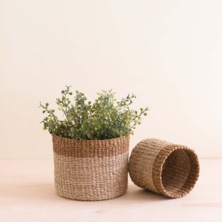 Natural + Brown Tabletop Bins Set of 2 - Wicker Baskets | LIKHÂ