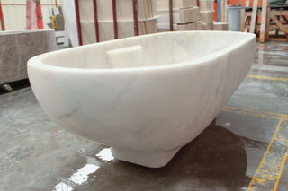 Bianco Carrara White Marble Bathtub Hand-carved from Solid Marble Block (W)30" (L)70" (H)20"