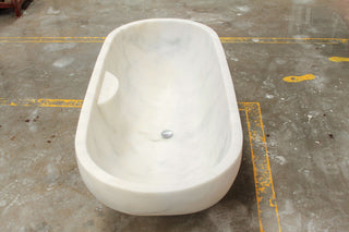 Bianco Carrara White Marble Bathtub Hand-carved from Solid Marble Block (W)30" (L)70" (H)20"