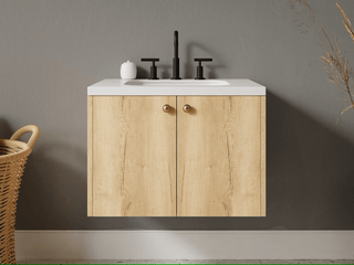 16" - 23" Floating Bathroom Vanity, Handmade in USA, Wood Essence Material 2-Door Model