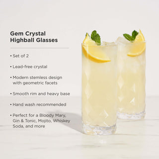 Gem Crystal Highball Glasses Set of 2