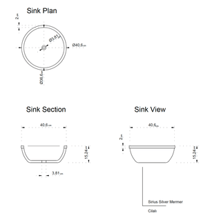 Sirius Silver Marble Natural Stone Above Vanity or Drop-in Bathroom Sink (D)16" (H)6"