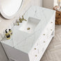 48" Vanity Set with Grey/Blue Vein Quartz Vanity Top, Rectangular Sink, USB Port and Electrical Outlet