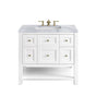 Breckenridge 36"  Vanity, Bright White with Marble Look Quartz 3 cm, Rectangular Sink, USB Port and Electrical Outlet