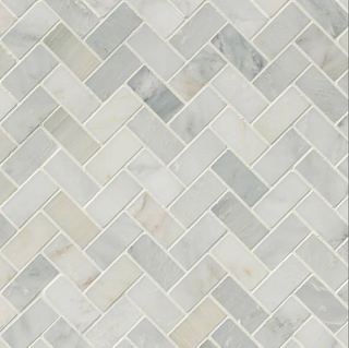 Arabescato Carrara Herringbone Mosaic Tile