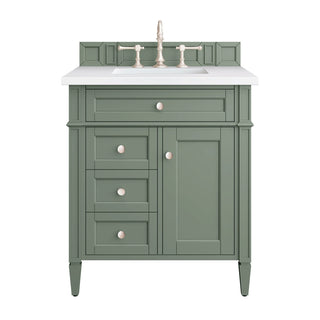 30" Sage Green Vanity with White Quartz Top