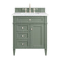 Brittany 30  Sage Green Single Vanity with 3cm White Zeus Quartz